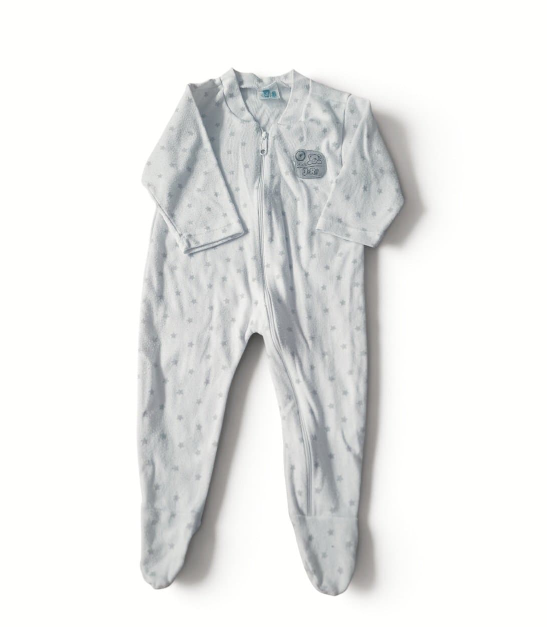 Pijama Enterizo Manga Larga Blanco Estrellas - 6-12 Meses